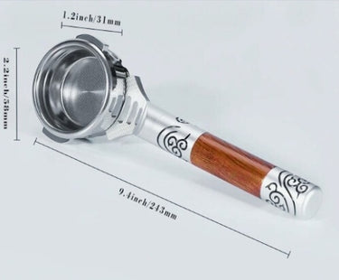 Premium 58mm Bottomless Espresso Portafilter – Rosewood Handle & Stainless Steel Design